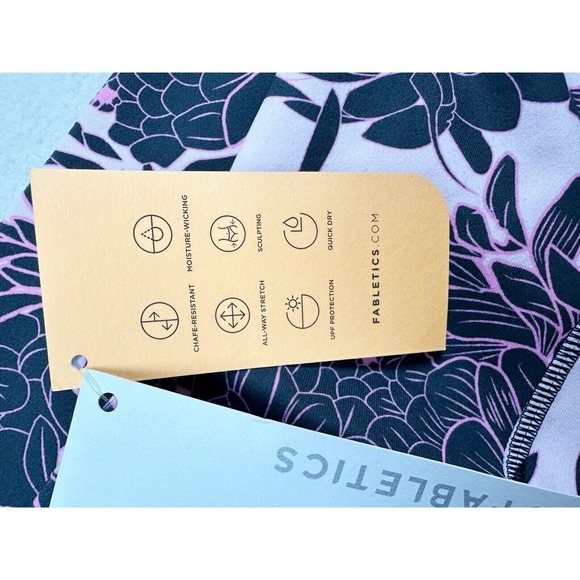 New FABLETICS Leggings Size 8 High Waisted Foldover Powerhold Pink Floral NWT - Picture 11 of 11